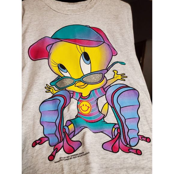 90s TWEETY BIRD LOONEY TUNES T-Shirt XL cartoon hip hop VINTAGE 1996 - Picture 2 of 6